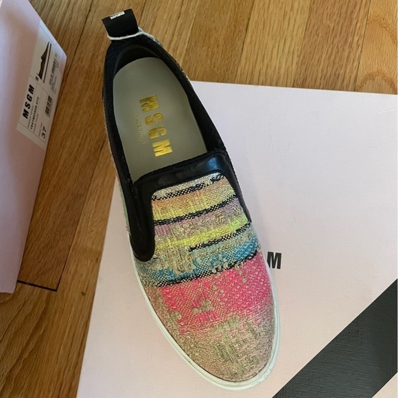 MSGM Multicolor Tweed Platform Slip-on Sneakers - Picture 13 of 14